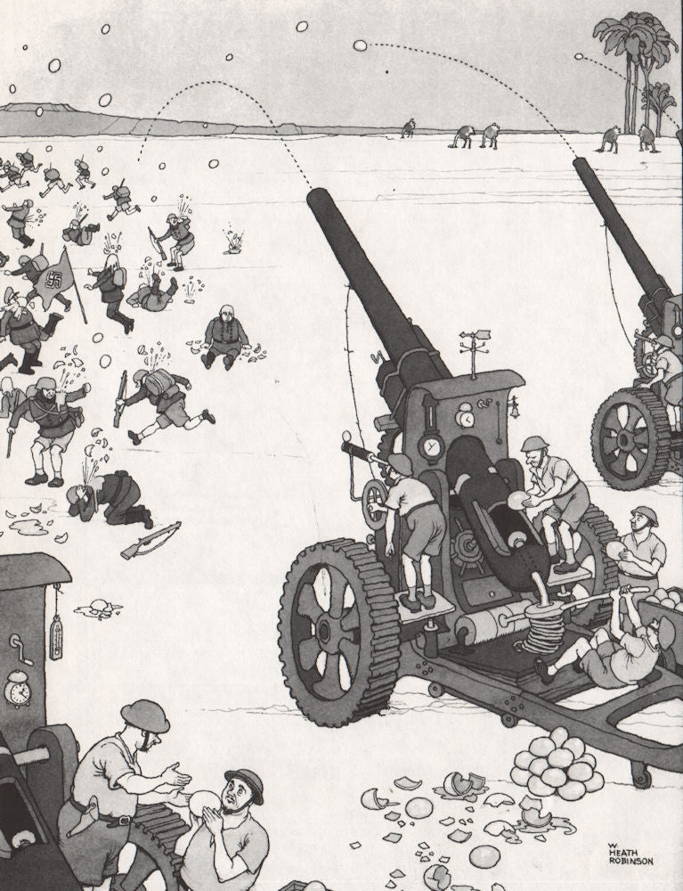 HEATH ROBINSON. Stale ostrich egg throwers. Second World War 1973 old print